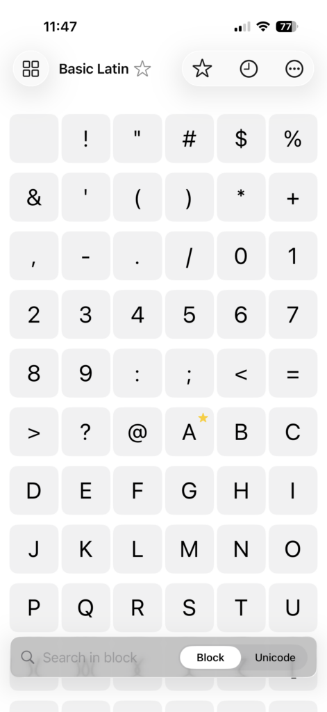 Character A marked as Favorite