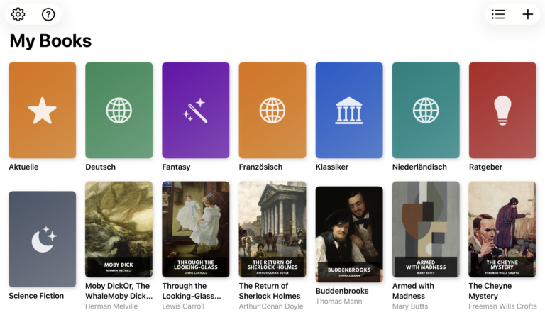 Screenshot of Babel Reader Library with Collections