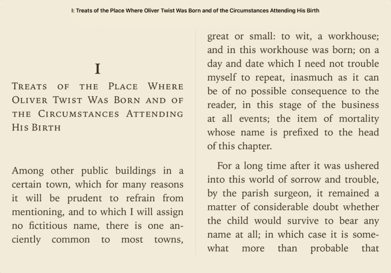 Screenshot example of immersive reading