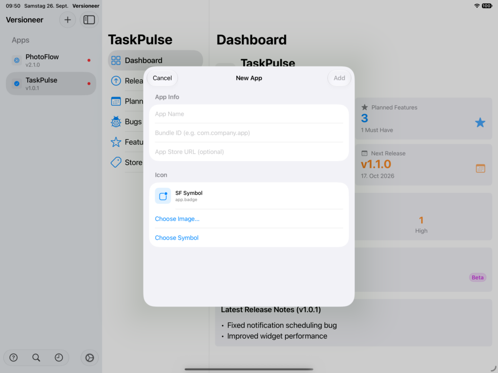 Add App View Screenshot