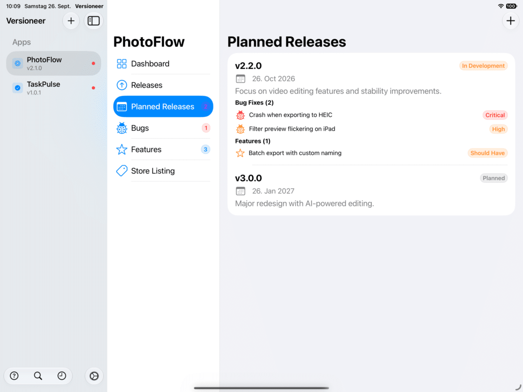 Planned Release Screenshot