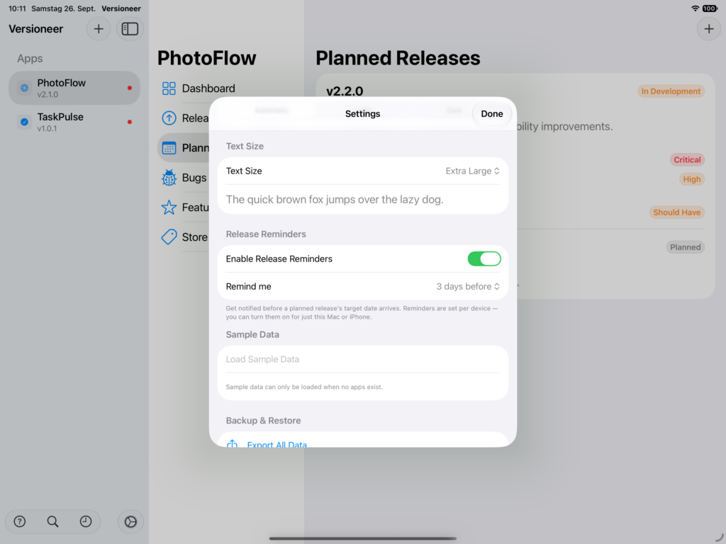 Release Reminder Screenshot