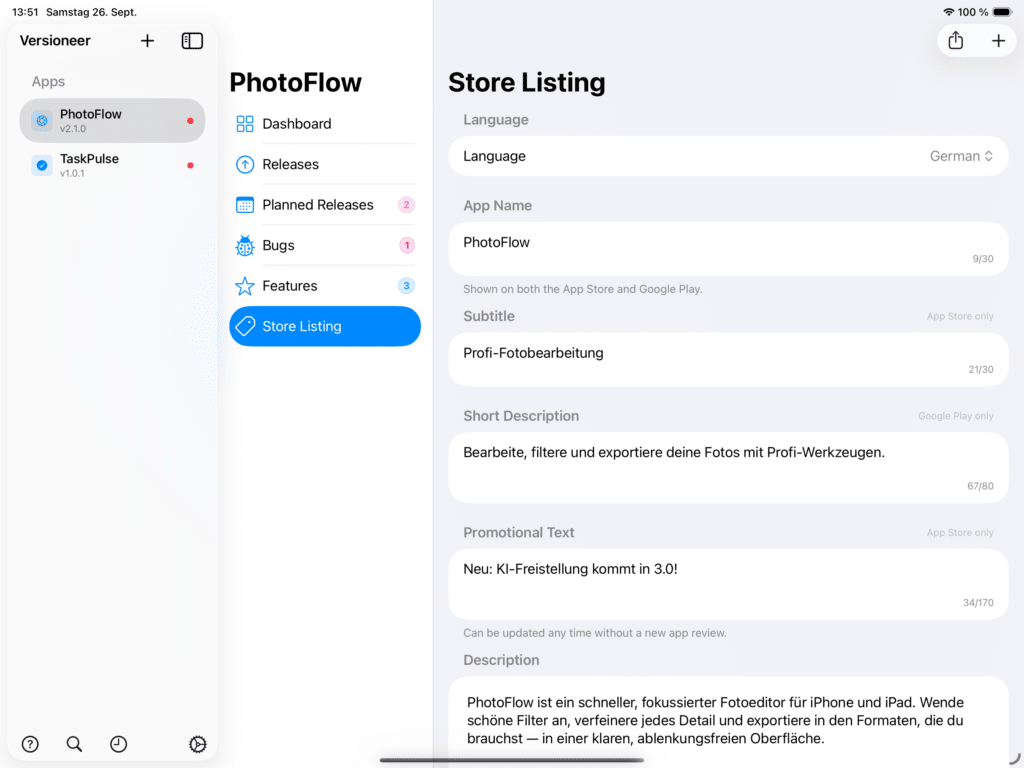 Store Listing View Screenshot
